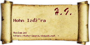 Hohn Izóra névjegykártya